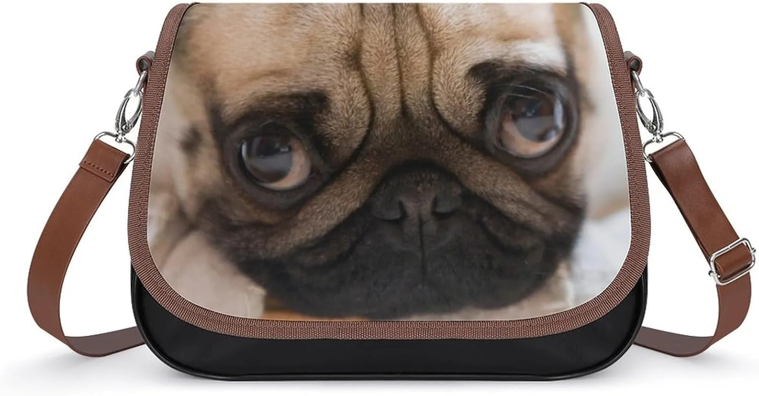 Pug Expression Fashion Crossbody Bags Purses for Women Funny Printing Shoulder Handbags Gifts