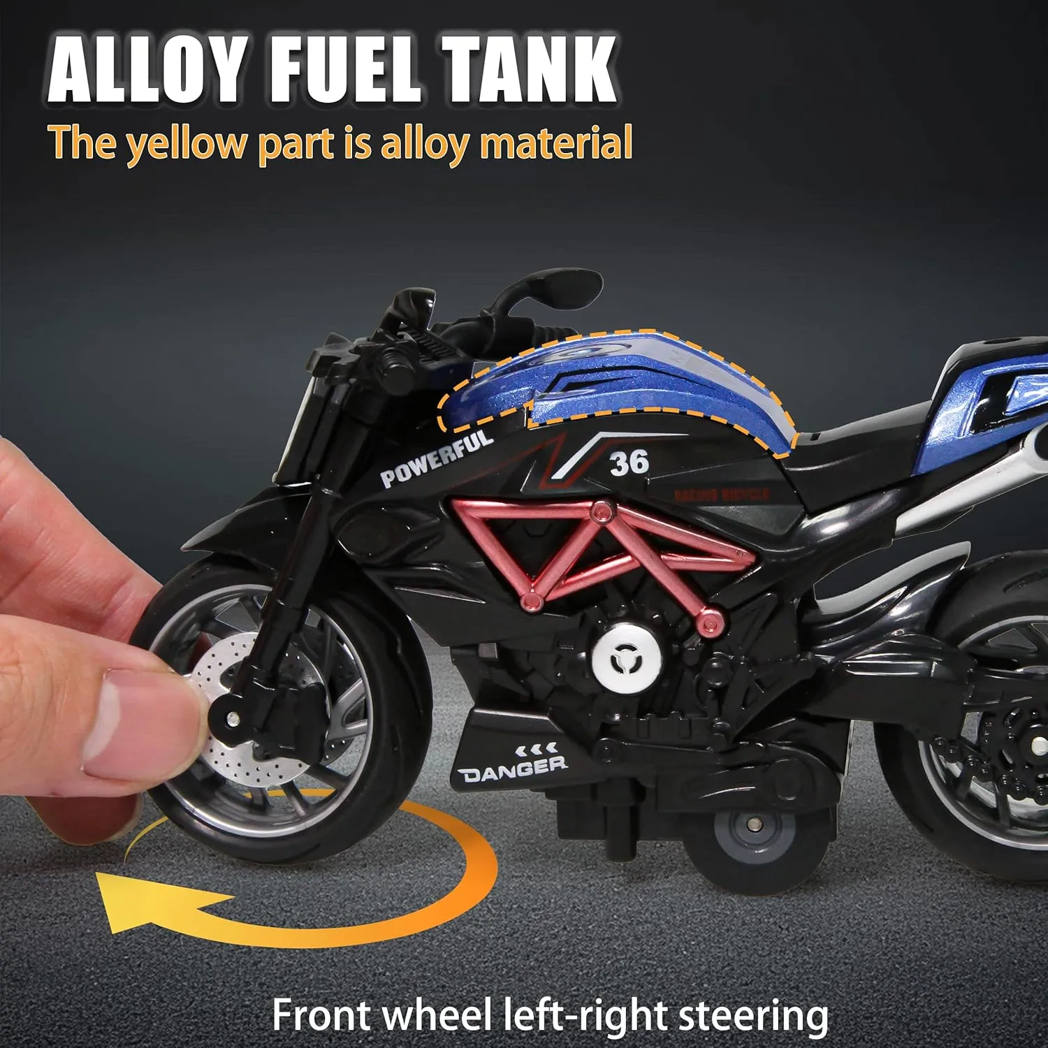Pull Back Motorcycles 4-Pack with Lights & Sounds - Durable Metal & Plastic Toy Bikes for Kids Ages 3 , Toy Car, Motorcycle Collection, Gift