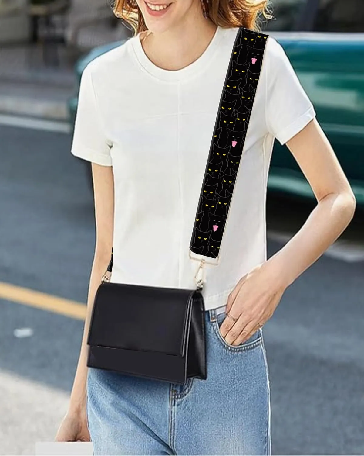 Purse Straps Replacement Crossbody, 2" Wide Shoulder Strap Adjustable, Gold Buckle Canvas Bag Handbag Belts