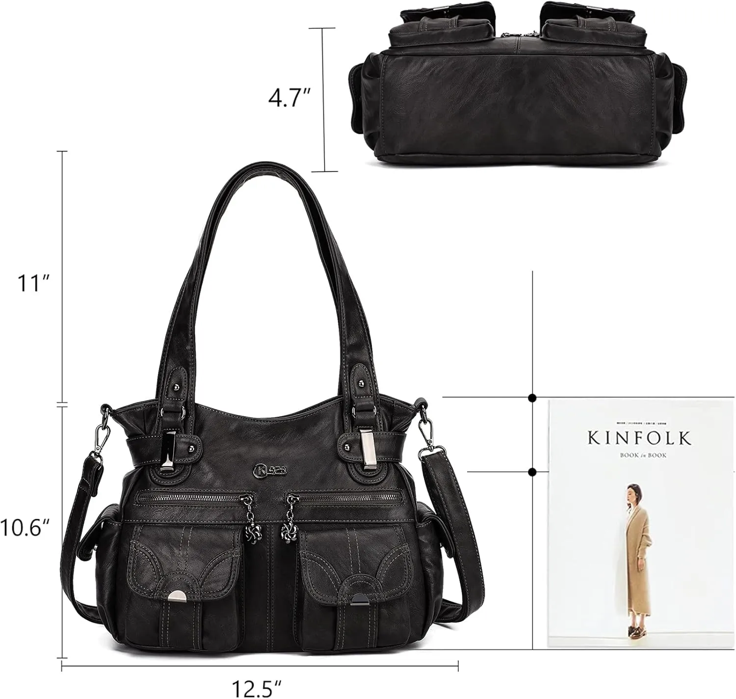 Purses and Handbags for Women Large Hobo Shoulder Bags Soft PU Leather Multi-Pocket Tote Bag
