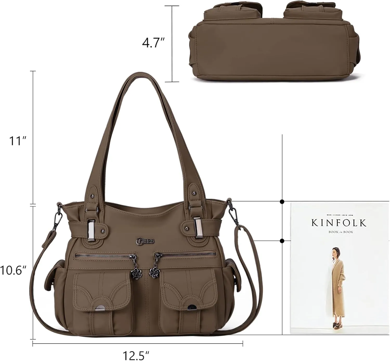 Purses and Handbags for Women Large Hobo Shoulder Bags Soft PU Leather Multi-Pocket Tote Bag
