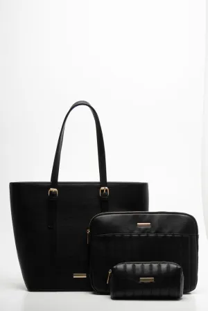 Quilted Bag Set Black