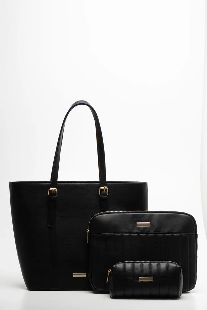 Quilted Bag Set Black
