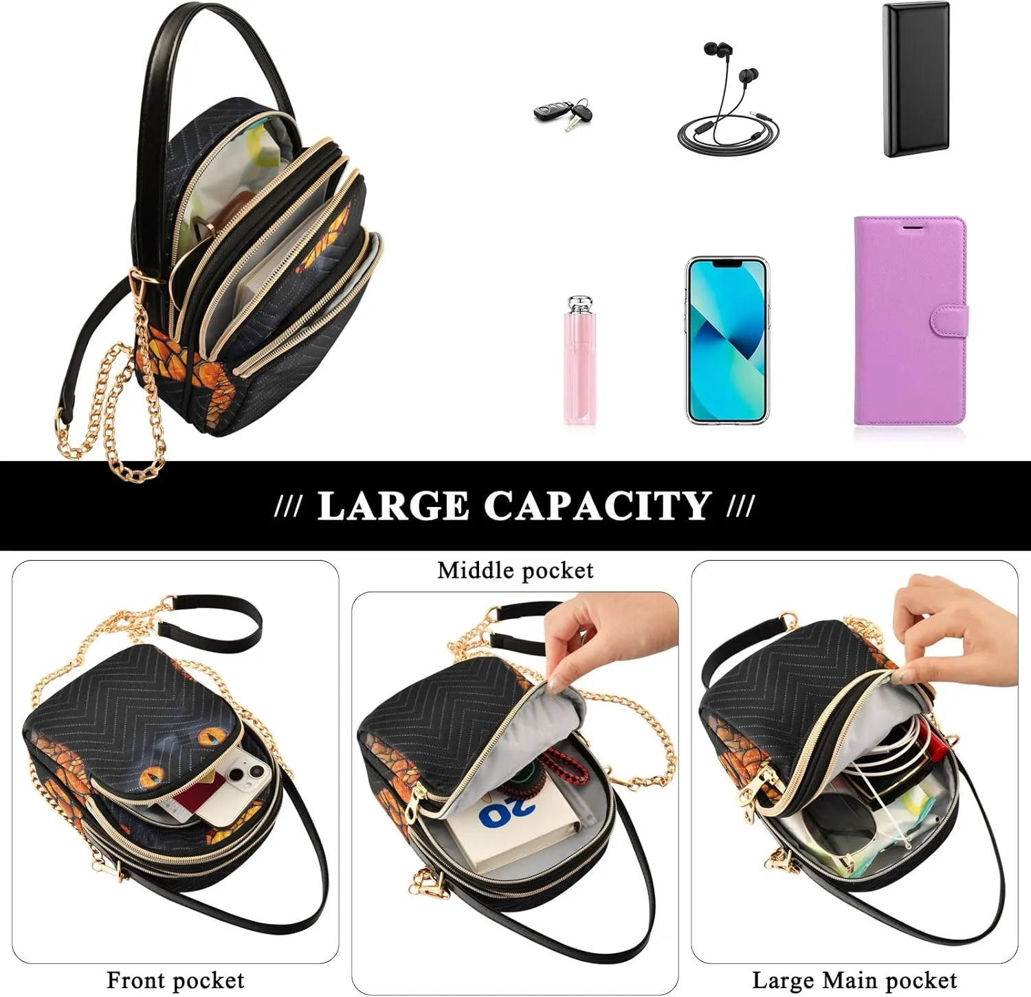 Quilted Crossbody Bag Small Shoulder Purse Women's Handbags Phone Purse with Chain