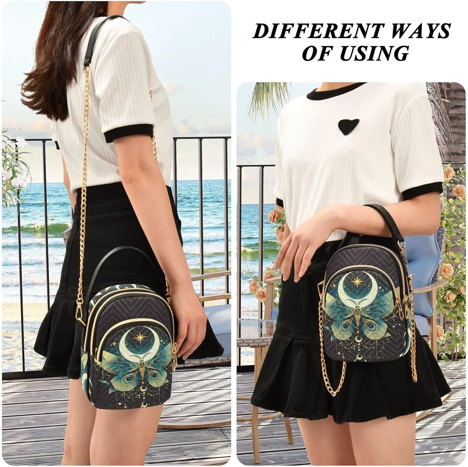 Quilted Crossbody Bags for Women Trendy, Women's Crossbody Handbags Butterfly Travel Cell Phone Purses Bags