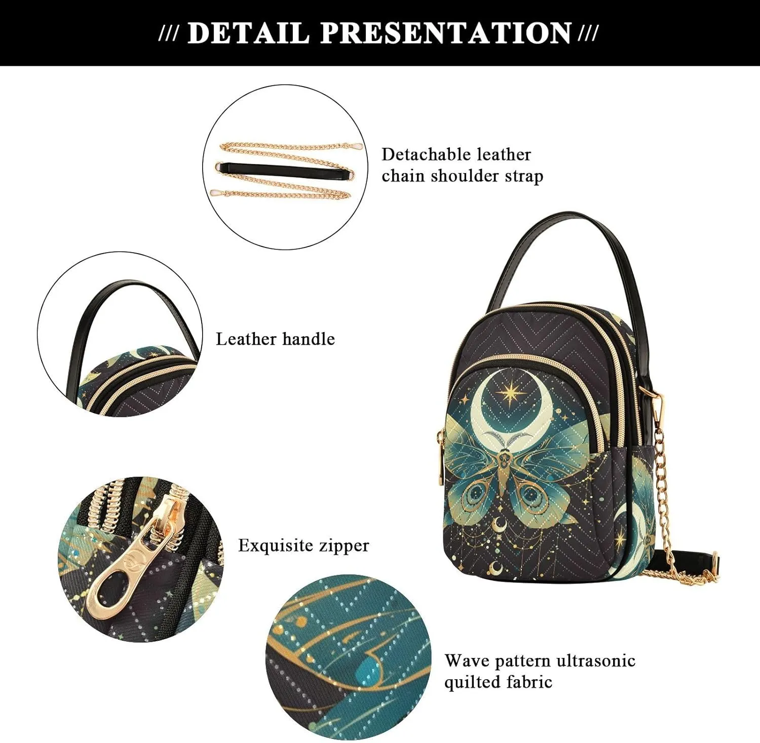 Quilted Crossbody Bags for Women Trendy, Women's Crossbody Handbags Butterfly Travel Cell Phone Purses Bags