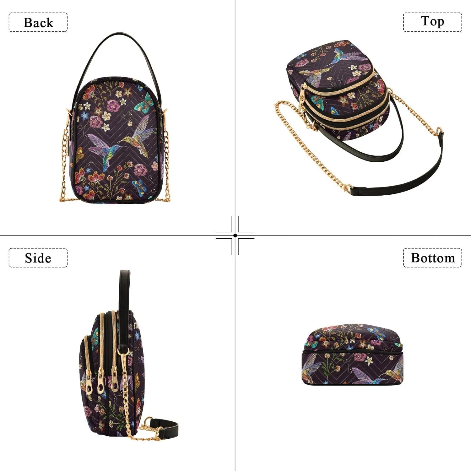Quilted Crossbody Bags for Women Trendy, Women's Crossbody Handbags Pink Butterfly Travel Cell Phone Purses Bags
