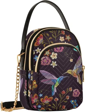 Quilted Crossbody Bags for Women Trendy, Women's Crossbody Handbags Pink Butterfly Travel Cell Phone Purses Bags
