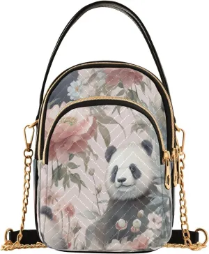Quilted Crossbody Bags for Women,Cute Funny Panda Bear Women's Crossbody Handbags Animals Small Travel Purses Phone Bag