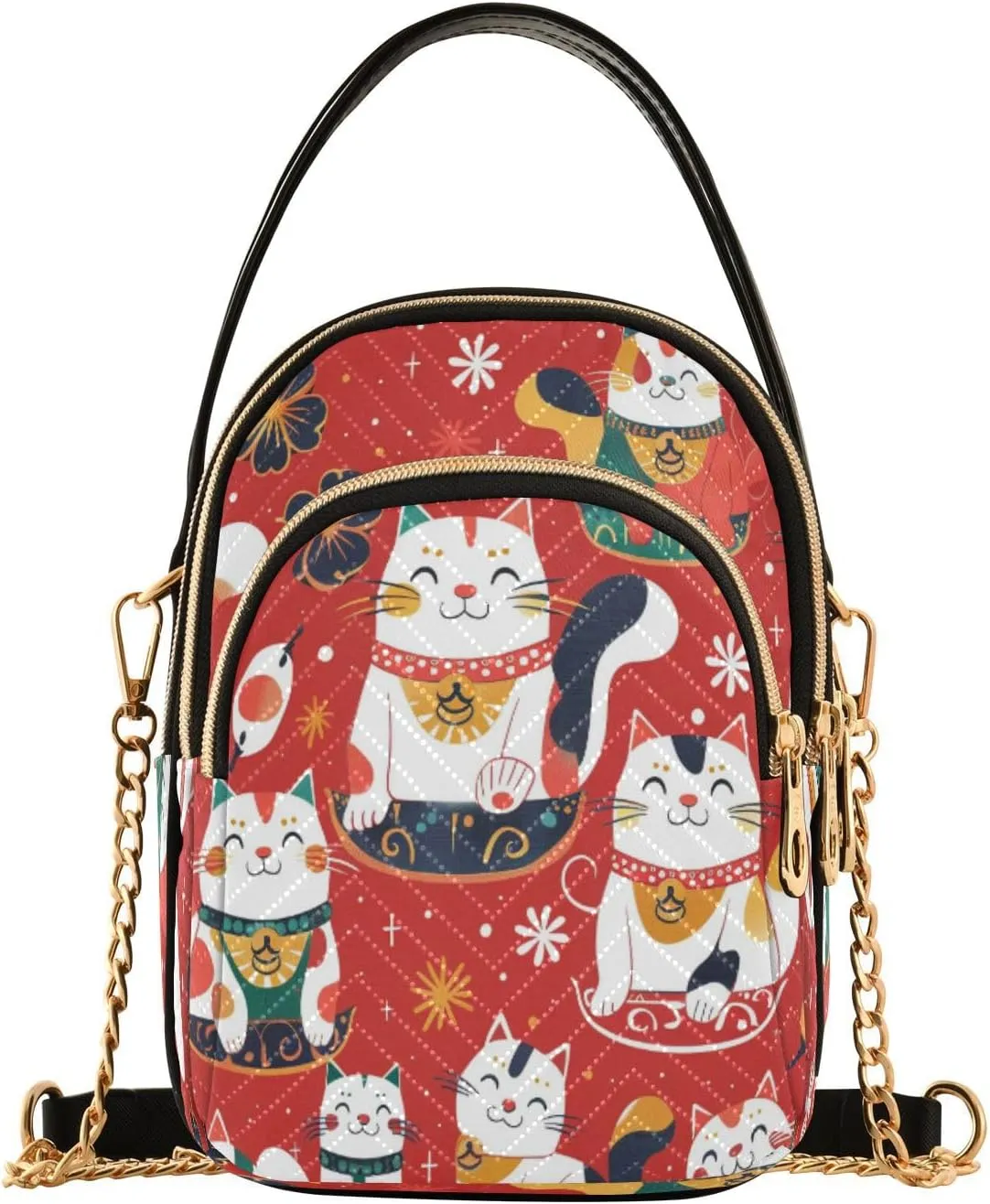 Quilted Crossbody Bags for Women,Lucky Cat Women's Crossbody Handbags Small Travel Purses Phone Bag