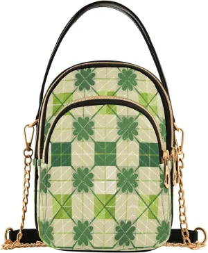 Quilted Crossbody Bags for Women,Patrick Four-leaf Clover Women's Crossbody Handbags Small Travel Purses Phone Bag