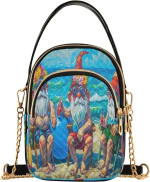 Quilted Crossbody Bags for Women,Summer Gnomes Humor Women's Crossbody Handbags Small Travel Purses Phone Bag