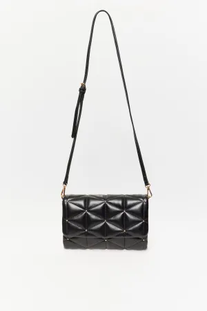 Quilted Crossbody Studs - Black