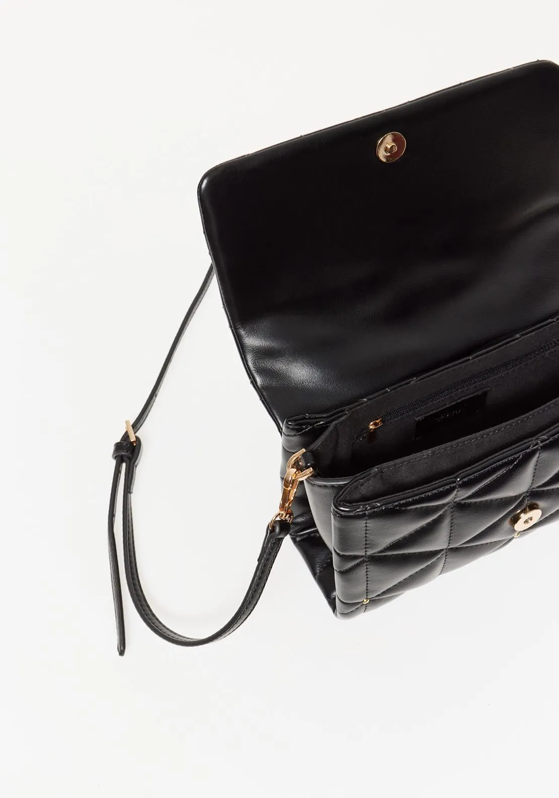Quilted Crossbody Studs - Black