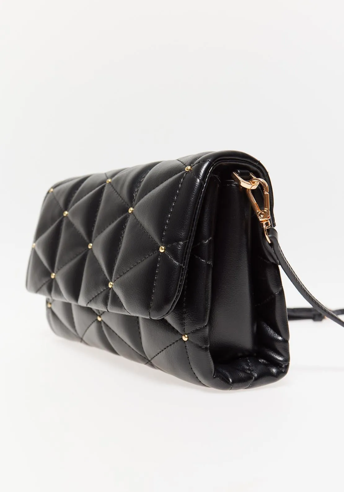 Quilted Crossbody Studs - Black