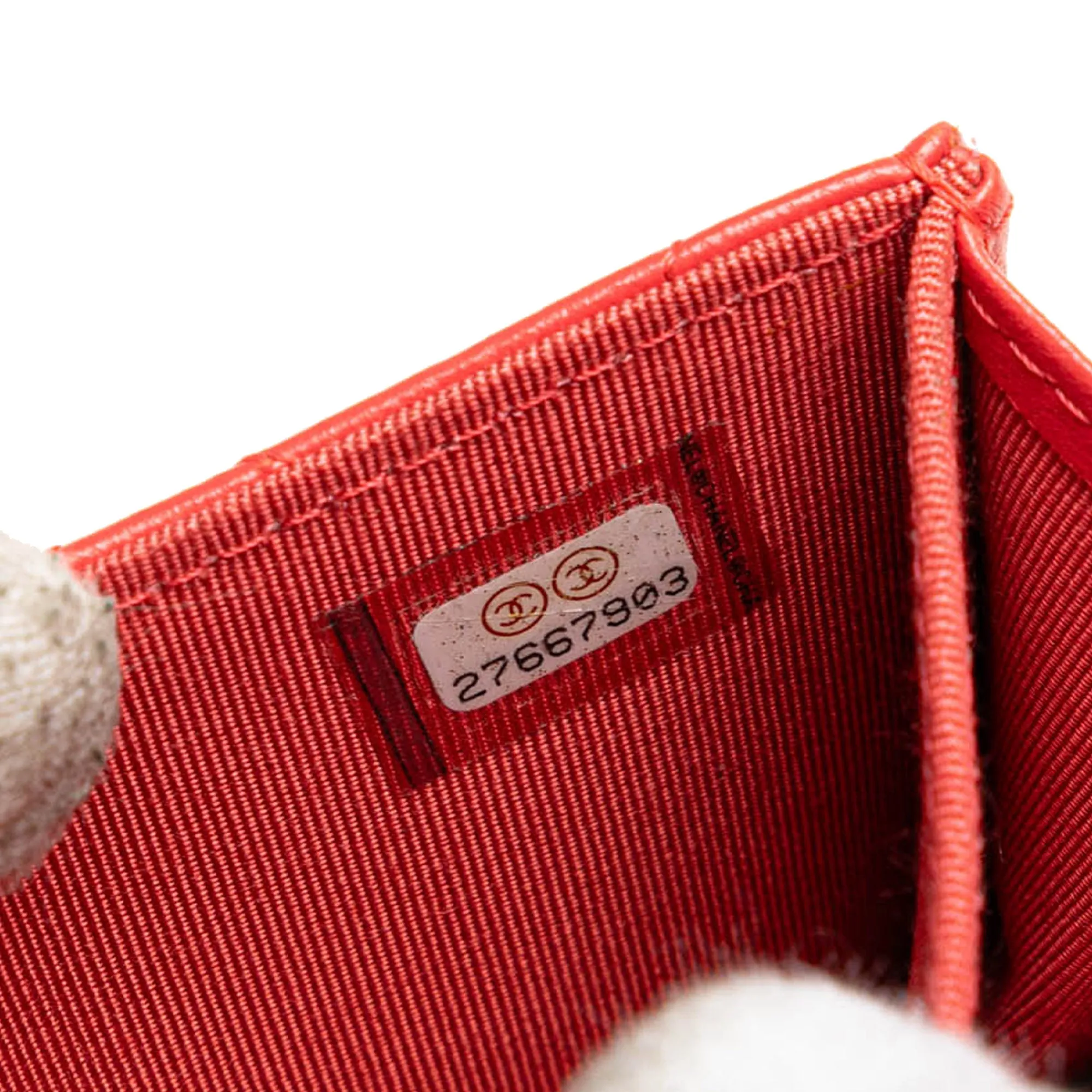 Quilted Lambskin Flap Card Holder on Chain