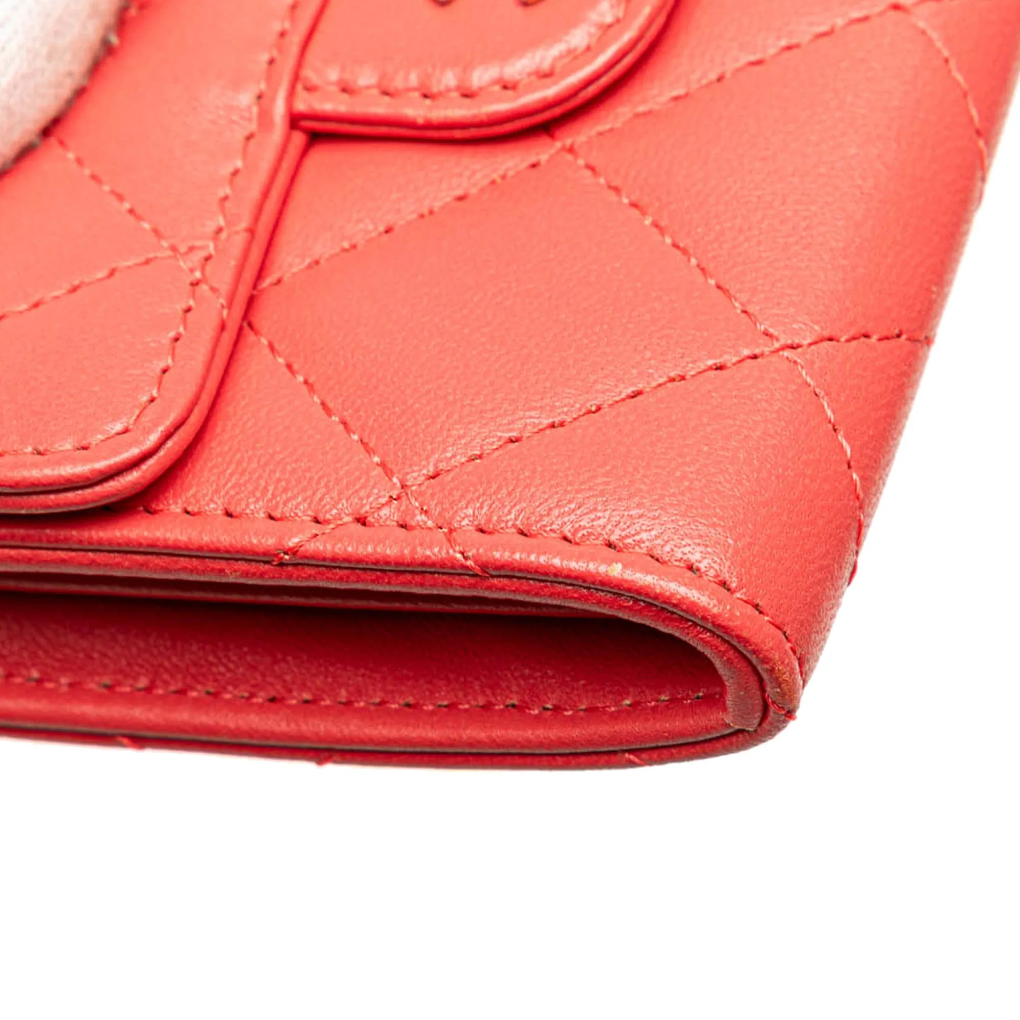 Quilted Lambskin Flap Card Holder on Chain