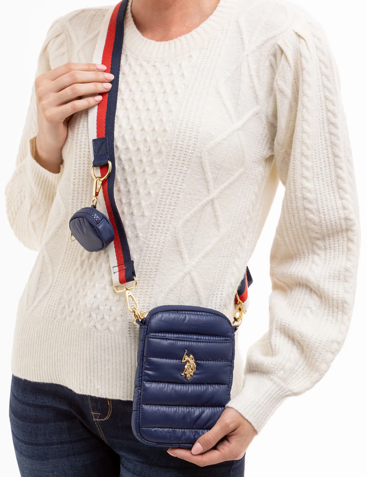 QUILTED PHONE CROSSBODY WITH ZIPPER POUCH