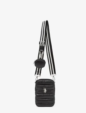 QUILTED PHONE CROSSBODY WITH ZIPPER POUCH