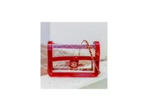 Quinn Quilted Clear Bag-Red Patent