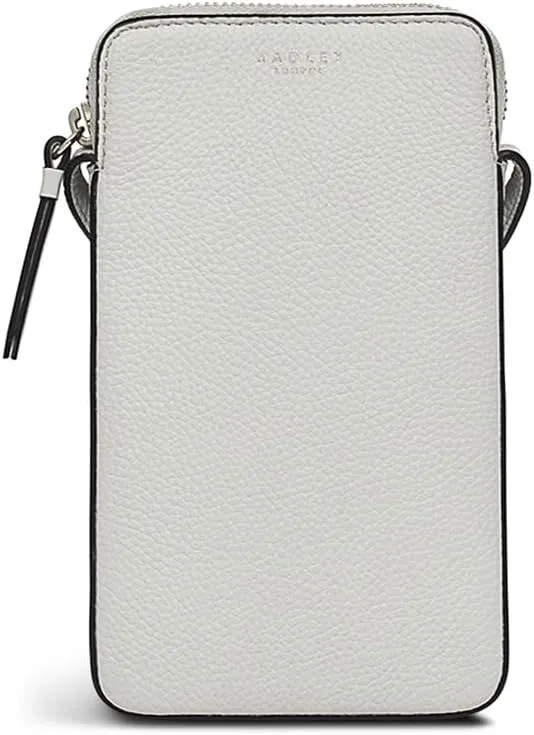 Radley London Alba Place Medium Phone Crossbody for Women, in Grained Leather with an Adjustable Strap, Goose Grey, crossbody