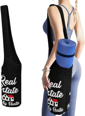 Real Estate Is My Hustle Lightweight Yoga Mat Bag with Pockets Portable Canvas Carrying Shoulder Bags for Women Men