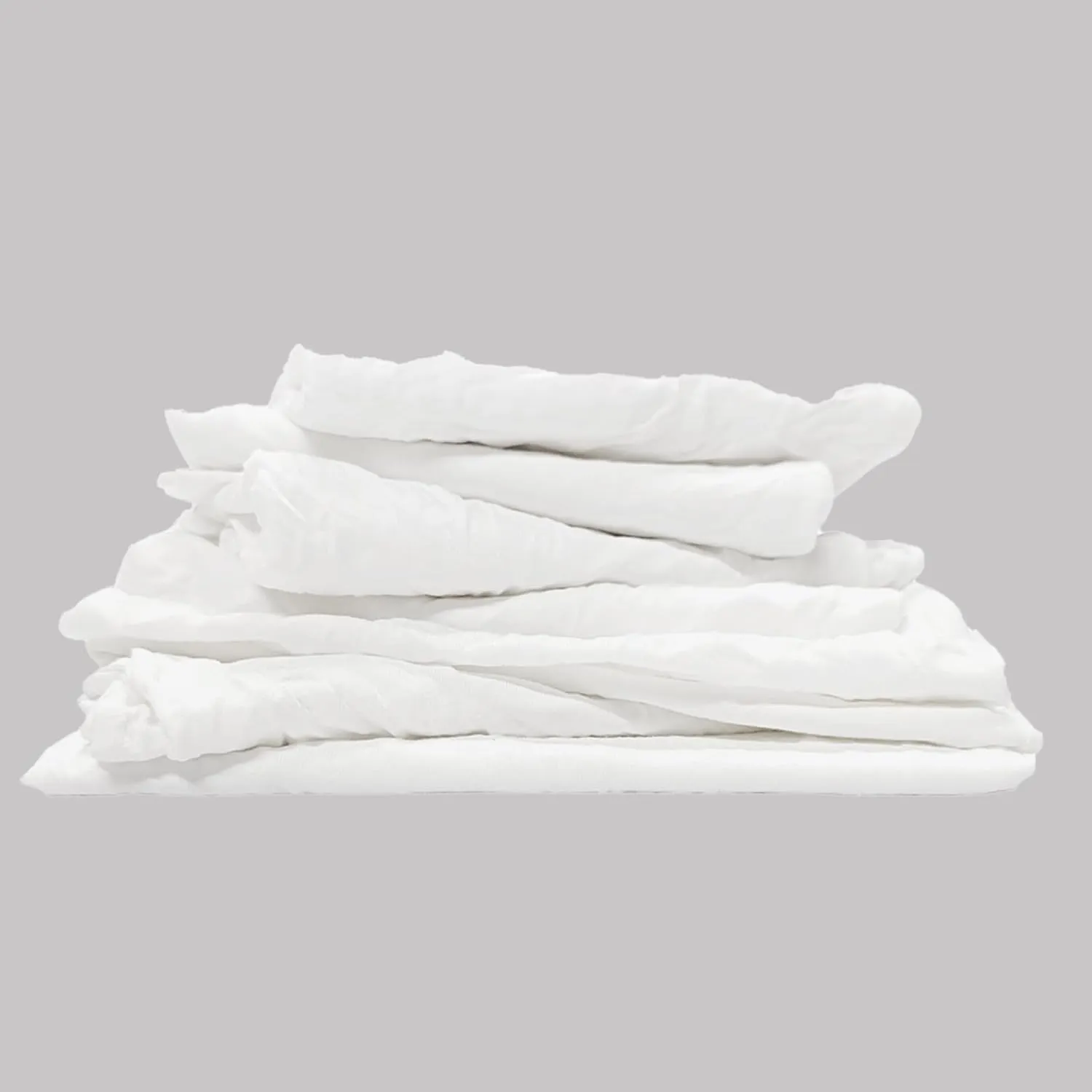 Recycled White Knit Cotton T-Shirt Rags in a Bag Low-Lint Cleaning Cloths for Household, Workshop, Industrial & Beyond-100% Washable, & Absorbent (600 lbs. Pallet 60x10 lbs. Bags)