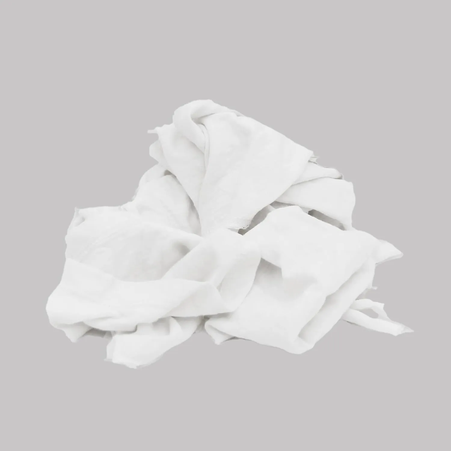 Recycled White Knit Cotton T-Shirt Rags in a Bag Low-Lint Cleaning Cloths for Household, Workshop, Industrial & Beyond-100% Washable, & Absorbent (600 lbs. Pallet 60x10 lbs. Bags)
