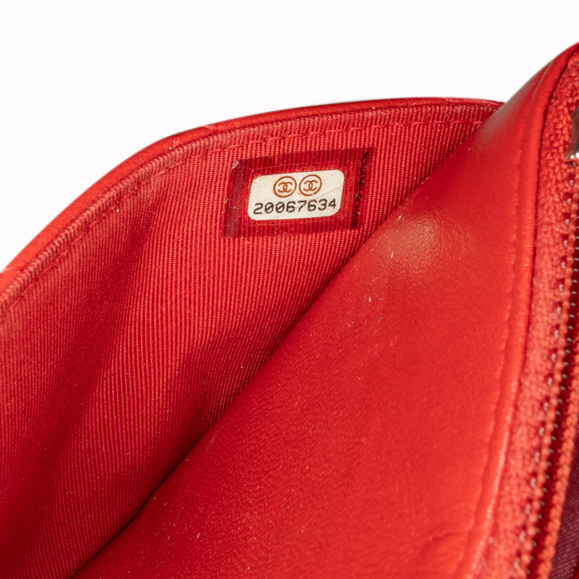 Red Chanel Classic Lambskin Wallet on Chain Crossbody Bag