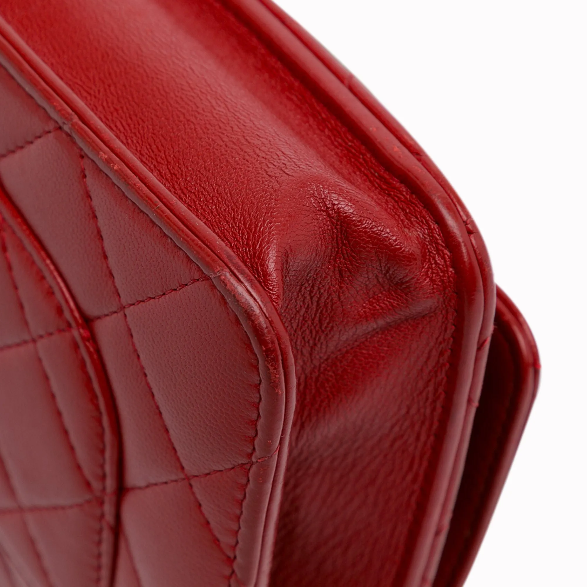 Red Chanel Classic Lambskin Wallet on Chain Crossbody Bag