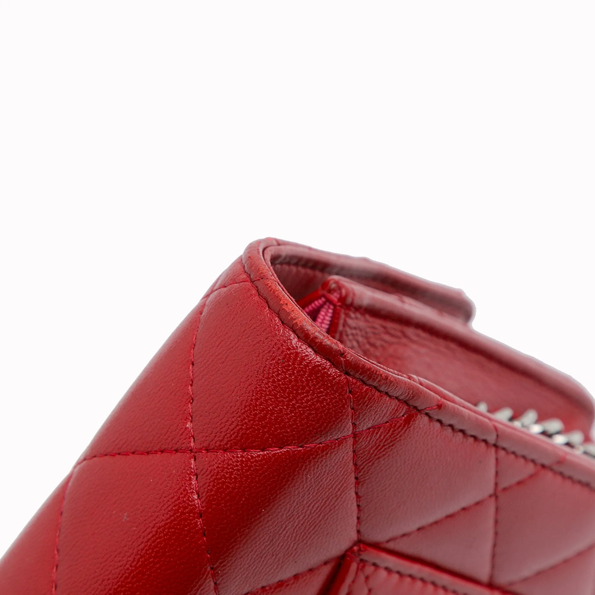 Red Chanel Classic Lambskin Wallet on Chain Crossbody Bag