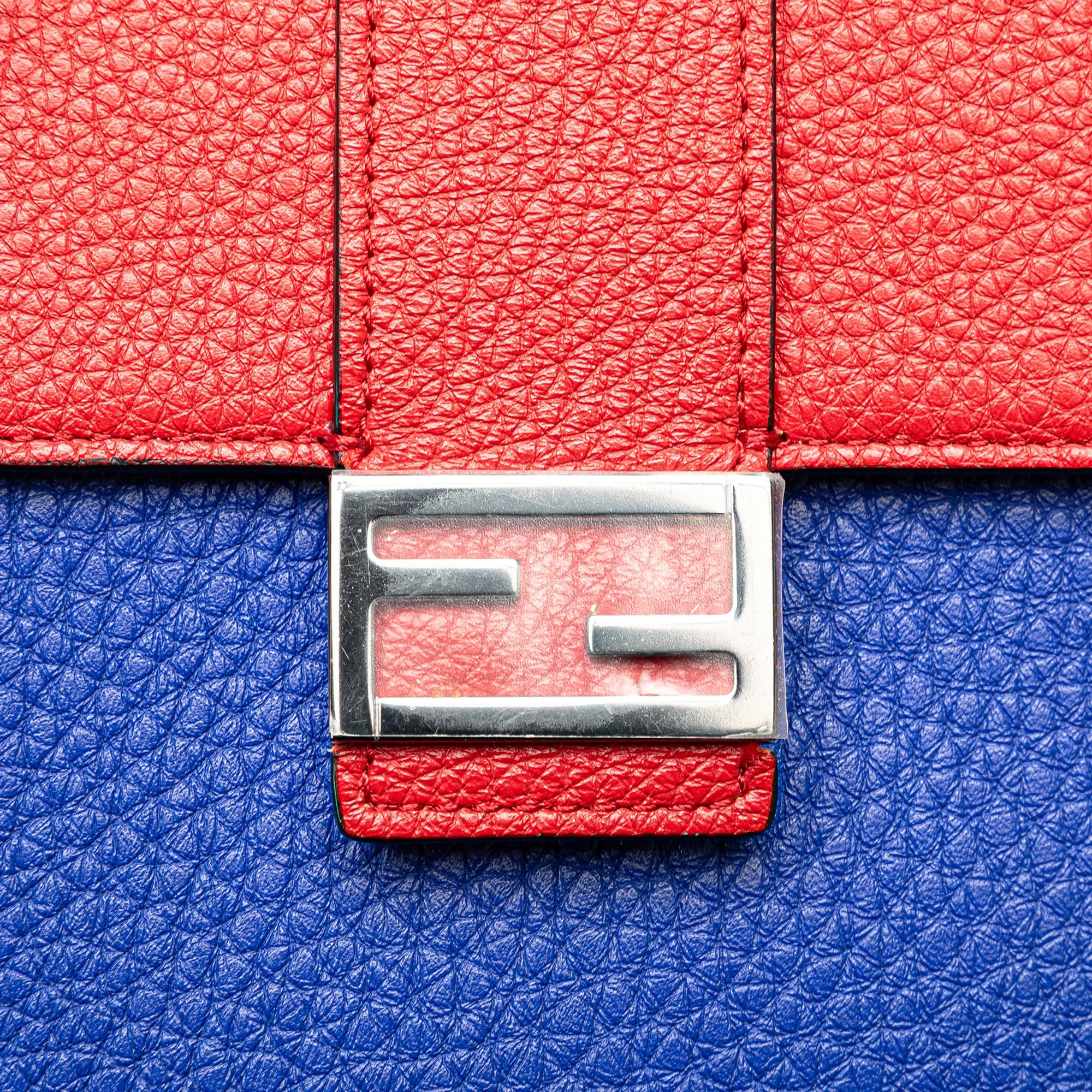 Red Fendi Bicolor Leather Phone Holder Crossbody