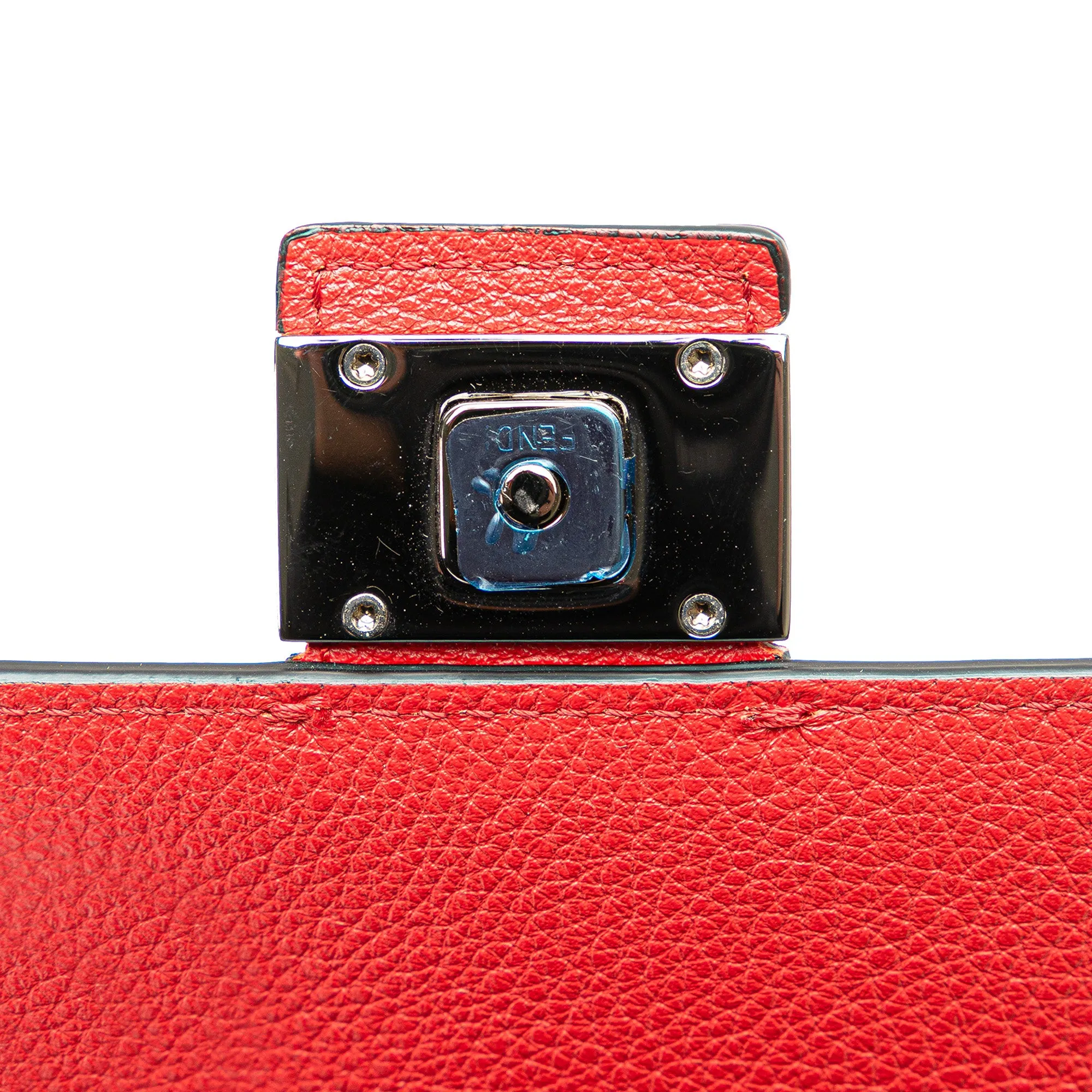 Red Fendi Bicolor Leather Phone Holder Crossbody