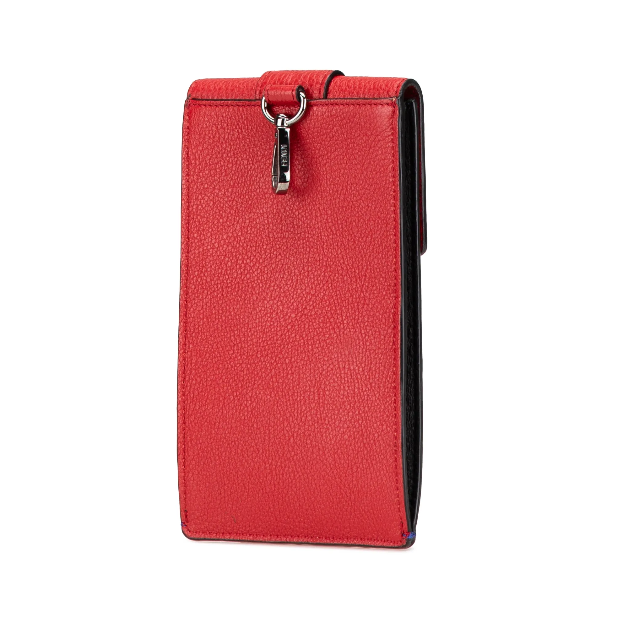 Red Fendi Bicolor Leather Phone Holder Crossbody