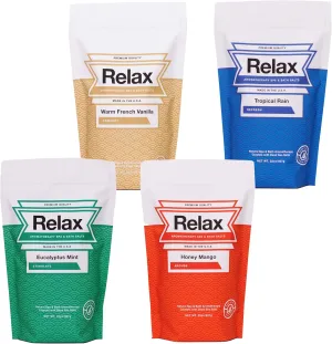 Relax Spa & Bath, Epsom & Dead Sea Salts, Aromatherapy Bath Salts for Hot Tub, Bath, or Spa, Infused with Magnesium, 32 oz Each, 4-Pack