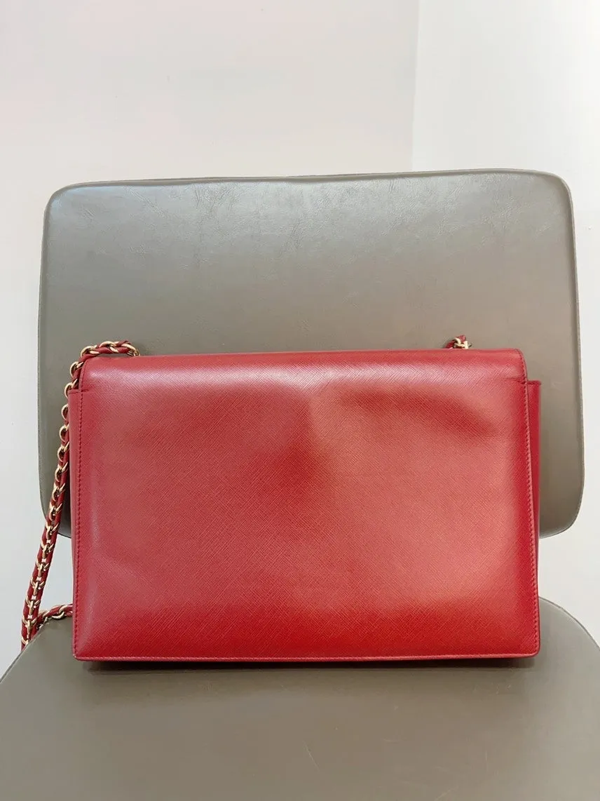 Responsive Ferragamo Bow Preloved Bag Red Leather Global express Crossbody Vara