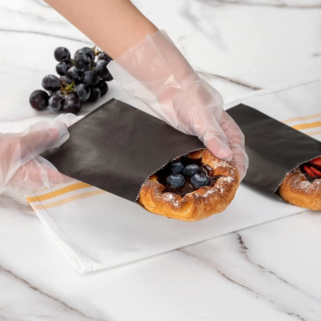 Restaurantware Bag Tek 7 x 5 Inch Sandwich Bags 100 Greaseproof Bakery Bags - Microwavable Disposable Black Paper Lunch Bags For Cookes Sandwiches Candies Fries And Bread