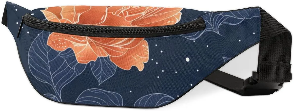 Retro Rose Crossbody Fanny Pack Waist Bag with Adjustable Strap Hip Pack for Sports Festival Workout Traveling Running Casual