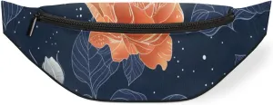 Retro Rose Crossbody Fanny Pack Waist Bag with Adjustable Strap Hip Pack for Sports Festival Workout Traveling Running Casual
