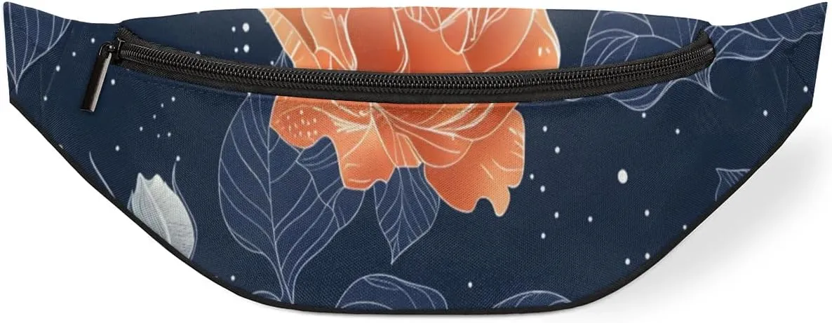 Retro Rose Crossbody Fanny Pack Waist Bag with Adjustable Strap Hip Pack for Sports Festival Workout Traveling Running Casual