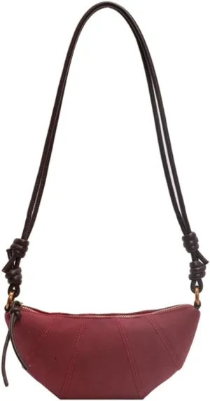 Retro Suede Handbag for Women Crescent Crossbody Bag Small Suede Shoulder Purse Dumpling Bag Half Moon Bag Fall