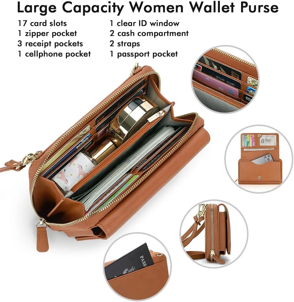 RONSIN Crossbody Bag for Women Wristlet Wallets with RFID Card Small Clutch Purses for Party Prom