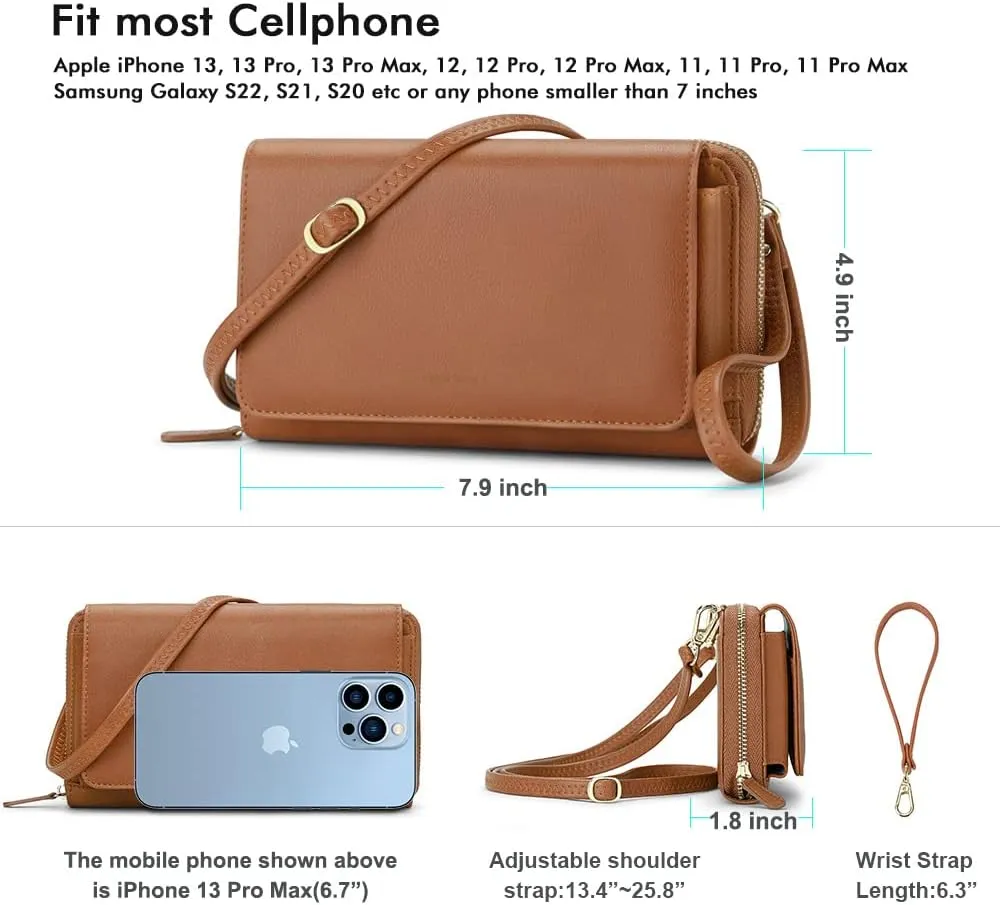 RONSIN Crossbody Bag for Women Wristlet Wallets with RFID Card Small Clutch Purses for Party Prom