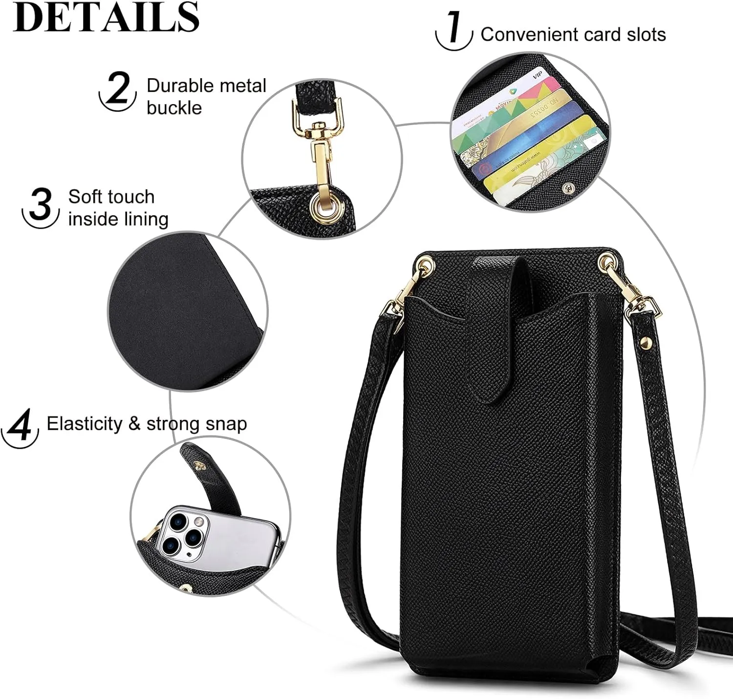 RONSIN Small Crossbody Phone Bag for Women Cell Phone Purse Wallet Mini Shoulder Bag with RFID Card Slots