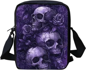Rose Skeleton Small Crossbody Bags for Women Purple Mini Cell Phone Purses with Crossbody Strap Phone Wallet Shoulder Bag Travel Bag