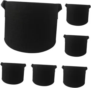 Round Planting Pouch Set of 5 3 Gallon Felt Grow Bags Ideal for Vegetable Grass Herb Gardening Portable Tote