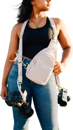 Ruby Rae The Duo Camera Harness & Crossbody Bag, Camera Harness with Removable Crossbody Bag, Vegan Leather, Suede Interior