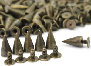 RUBYCA 100 Sets 13MM Bronze Color Bullet Cone Spike and Stud Metal Screw Back for DIY Leather-Craft