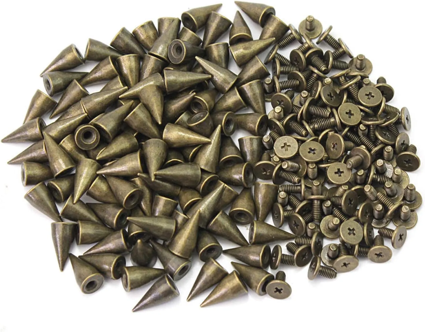 RUBYCA 100 Sets 13MM Bronze Color Bullet Cone Spike and Stud Metal Screw Back for DIY Leather-Craft