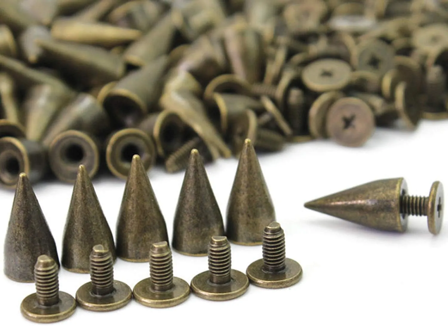 RUBYCA 100 Sets 13MM Bronze Color Bullet Cone Spike and Stud Metal Screw Back for DIY Leather-Craft